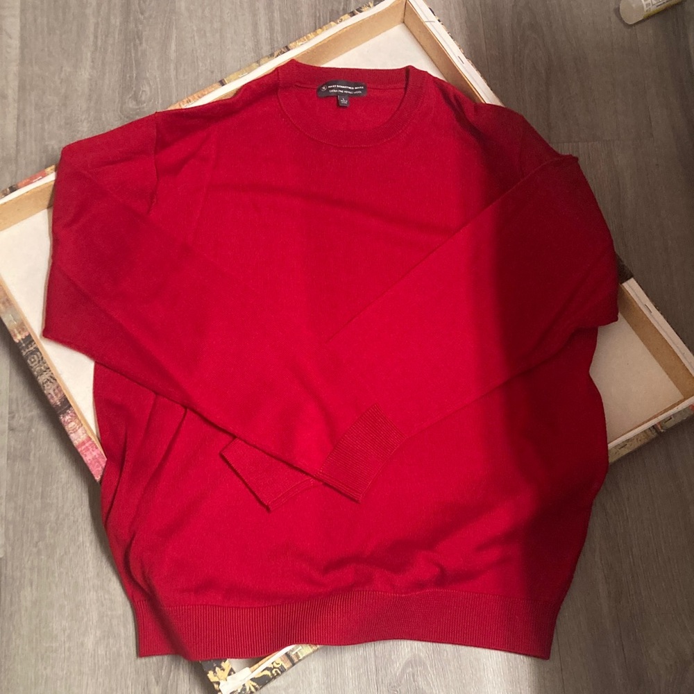 Hart Schaffner Marx Red 100% Extra Fine Merino Wool Crewneck Sweater Men’s L